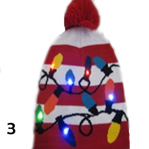 Pom Pom Party Holiday Hats With LED Lights