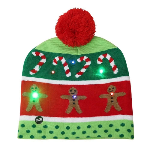 Pom Pom Party Holiday Hats With LED Lights